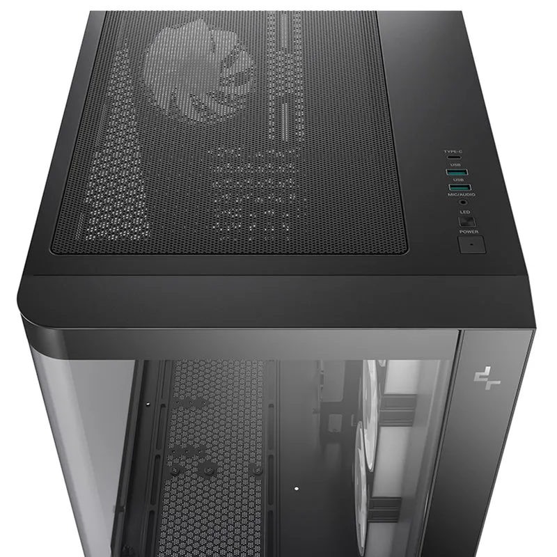 DeepCool CG530U 4F Panoramic Curved Glass Dual Chamber ATX PC Case (Black, White)