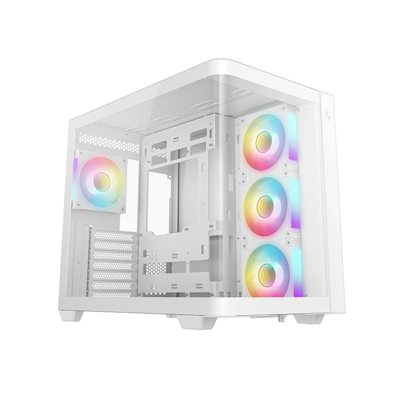 DeepCool CG530U 4F Panoramic Curved Glass Dual Chamber ATX PC Case (Black, White)