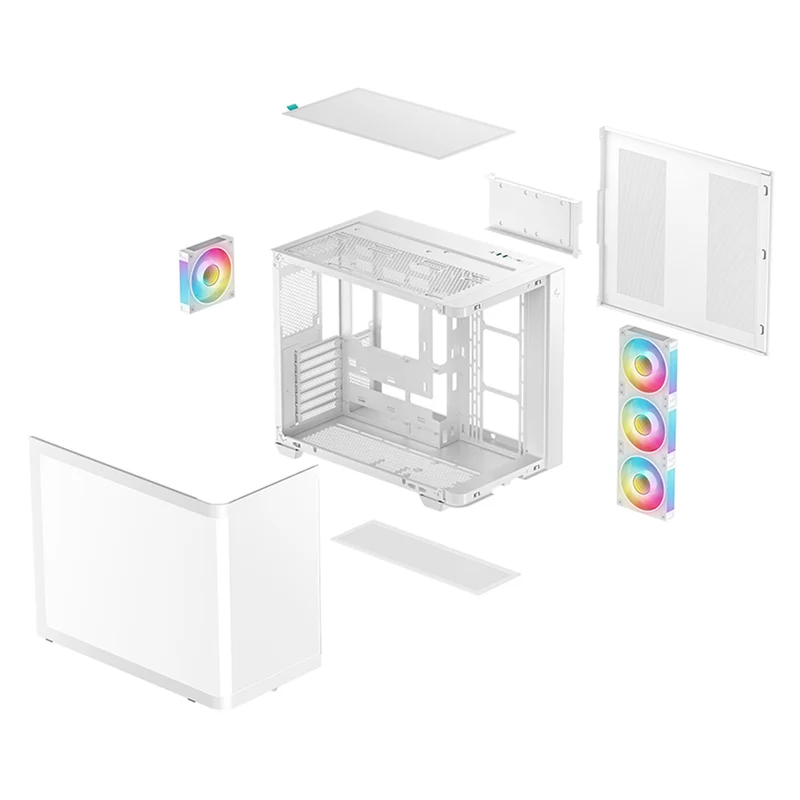 DeepCool CG530U 4F Panoramic Curved Glass Dual Chamber ATX PC Case (Black, White)