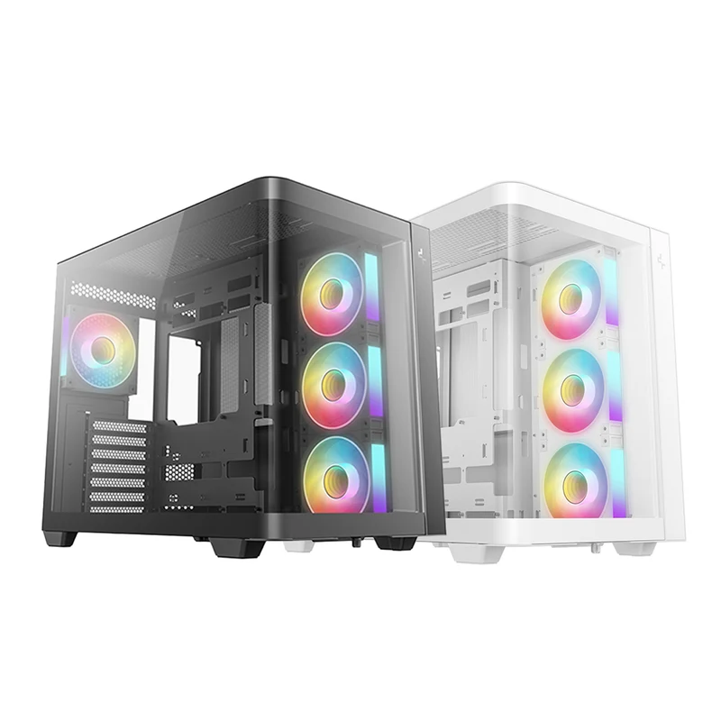 DeepCool CG530U 4F Panoramic Curved Glass Dual Chamber ATX PC Case (Black, White)