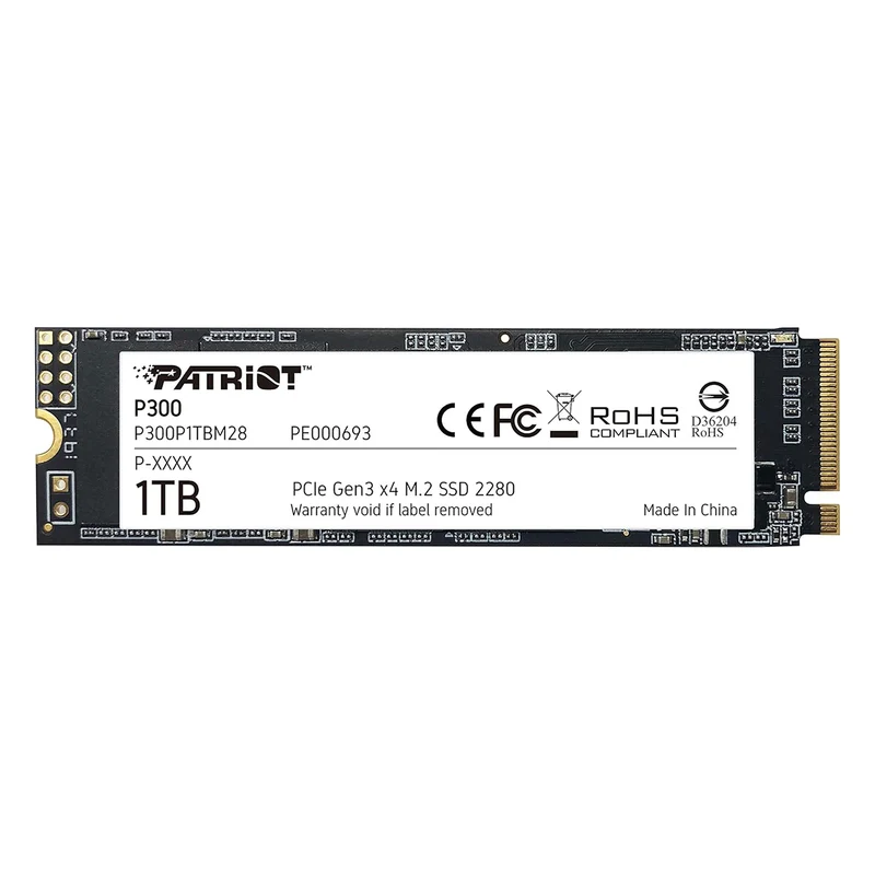 Patriot P300 1TB M.2 2280 PCIe Gen3 x4 SSD with 2100MB/s Read/ 1650MB/s Write (P300P1TBM28)