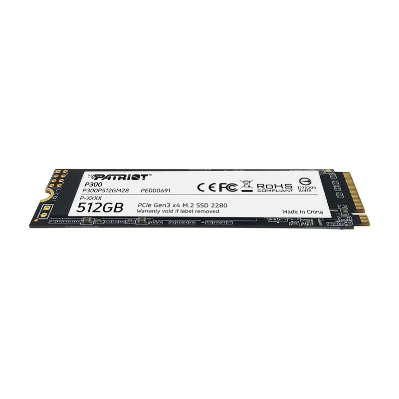 Patriot P300 512GB M.2 2280 PCIe Gen3 x4 SSD with 1700MB/s Read/ 1100MB/s Write (P300P512GM28)