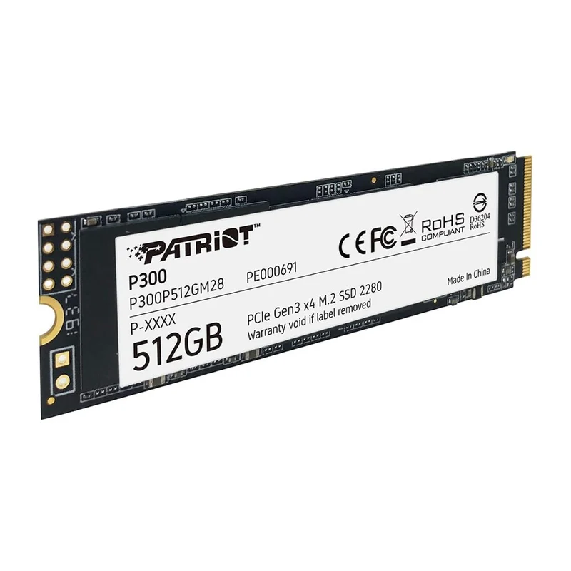 Patriot P300 512GB M.2 2280 PCIe Gen3 x4 SSD with 1700MB/s Read/ 1100MB/s Write (P300P512GM28)