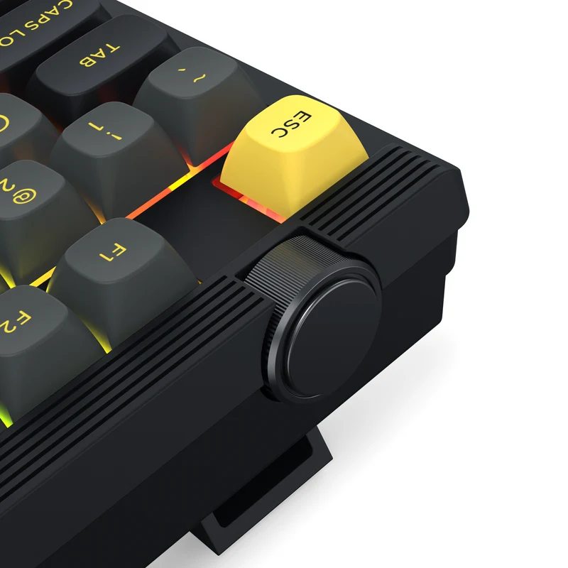 Redragon OTIIM Pro 3-Modes Connectivity 87 Keys Gasket Mechanical Keyboard (Black/Grey/Yellow) (K729BCY-RGB-PRO)