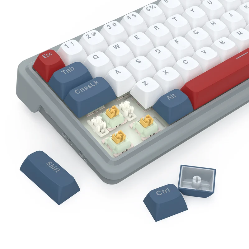 Redragon K709GRW RGB Nova Pro 81 Keys 75% Hot-Swappable Gasket-Mounted Wireless Mechanical Gaming Keyboard (Yolk RPC Linear Switch) (Grey/Red/White)