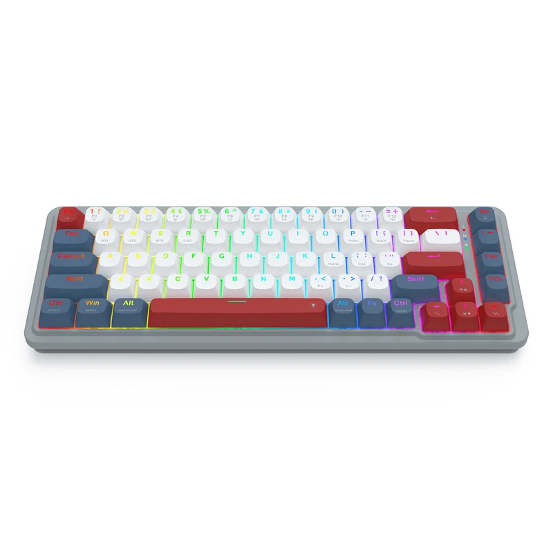 Redragon K709GRW RGB Nova Pro 81 Keys 75% Hot-Swappable Gasket-Mounted Wireless Mechanical Gaming Keyboard (Yolk RPC Linear Switch) (Grey/Red/White)