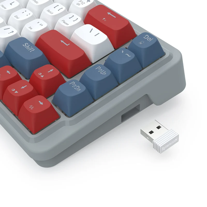 Redragon K709GRW RGB Nova Pro 81 Keys 75% Hot-Swappable Gasket-Mounted Wireless Mechanical Gaming Keyboard (Yolk RPC Linear Switch) (Grey/Red/White)