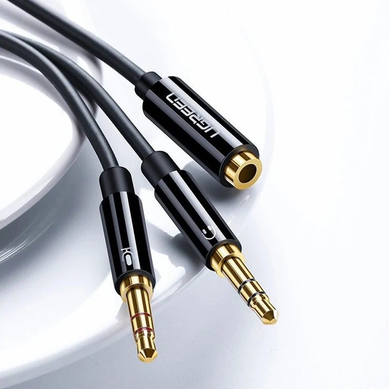 Ugreen Dual 3.5mm Male to 3.5mm Female Audio Cable - 20cm (Black) (AV140/20899)