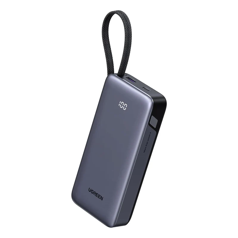 Ugreen 20000mAh 45W Power Bank with Built-in Cable (Grey) (PB536/55988B)