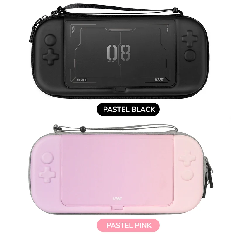 IINE Carrying Case for Nintendo Switch 2 (Pastel Black, Pastel Pink)