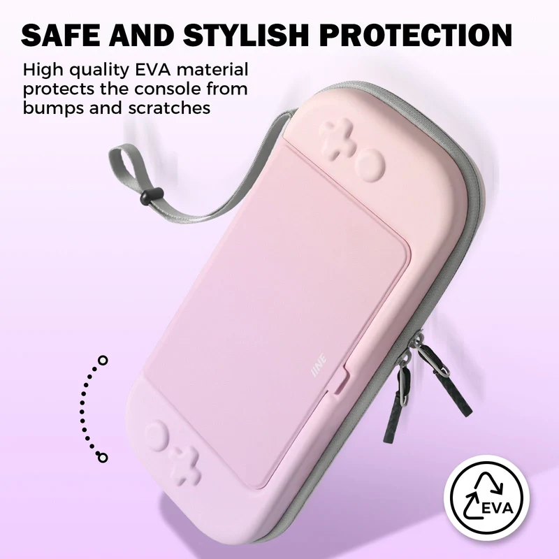 IINE Carrying Case for Nintendo Switch 2 (Pastel Black, Pastel Pink)