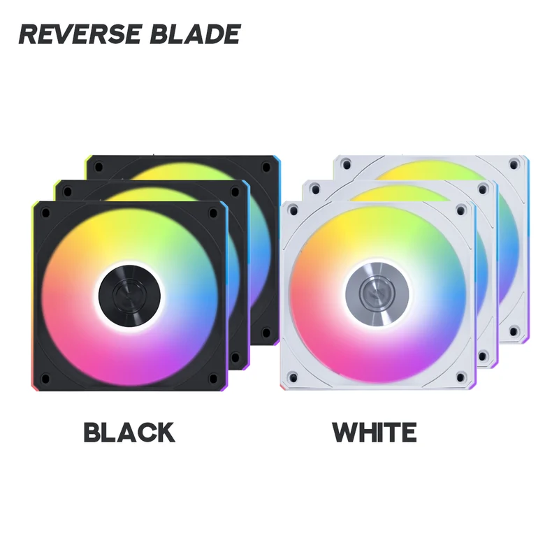 Lian Li Uni Fan CL Wireless 120mm Reverse Blade ARGB Fan - Triple Pack (Black, White) (12RCL1W3B, 12RCL1W3W)