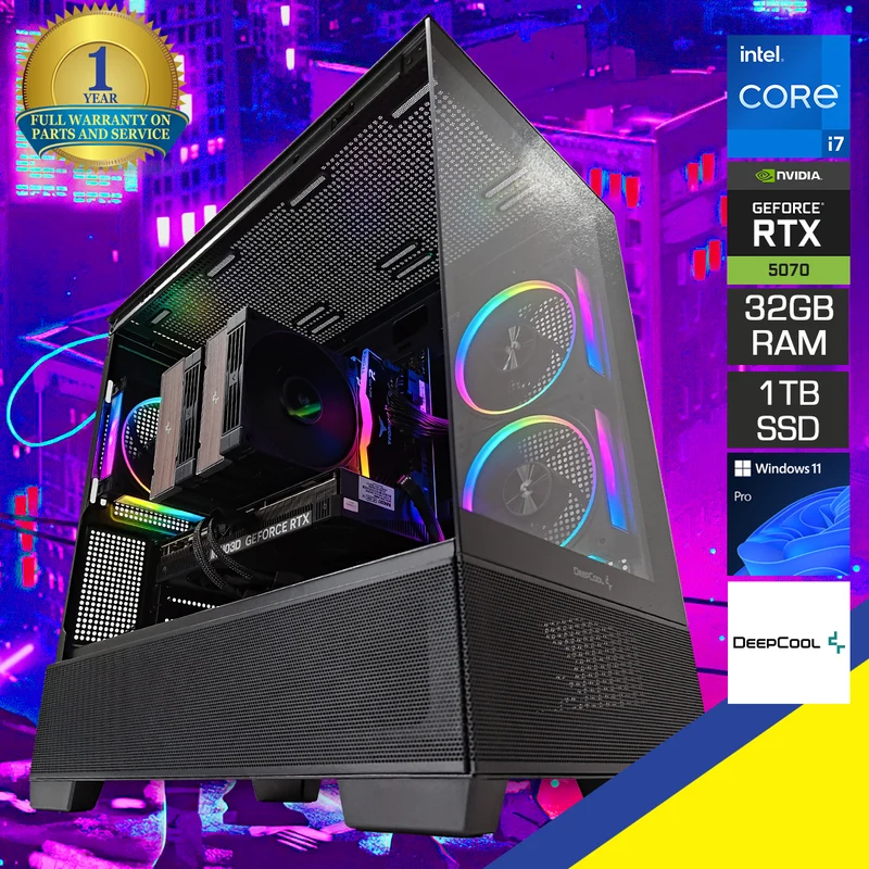 Sophos CG380 Black Desktop Gaming PC | Intel Core i7-14700F | 32GB RAM | 1TB SSD | RTX 5070 | Windows 11 Pro