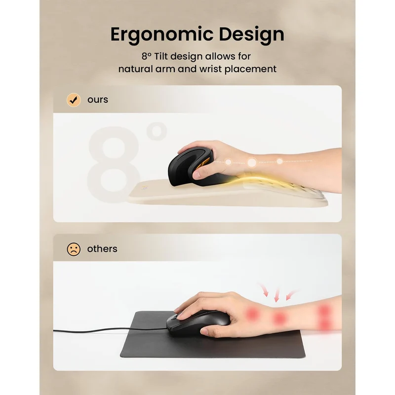 ProtoArc MP50 Ergonomic Mouse Pad with Wrist Rest (Lycra Black, Lycra Gray, Lycra Beige)