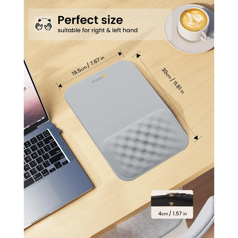 ProtoArc MP50 Ergonomic Mouse Pad with Wrist Rest (Lycra Black, Lycra Gray, Lycra Beige)
