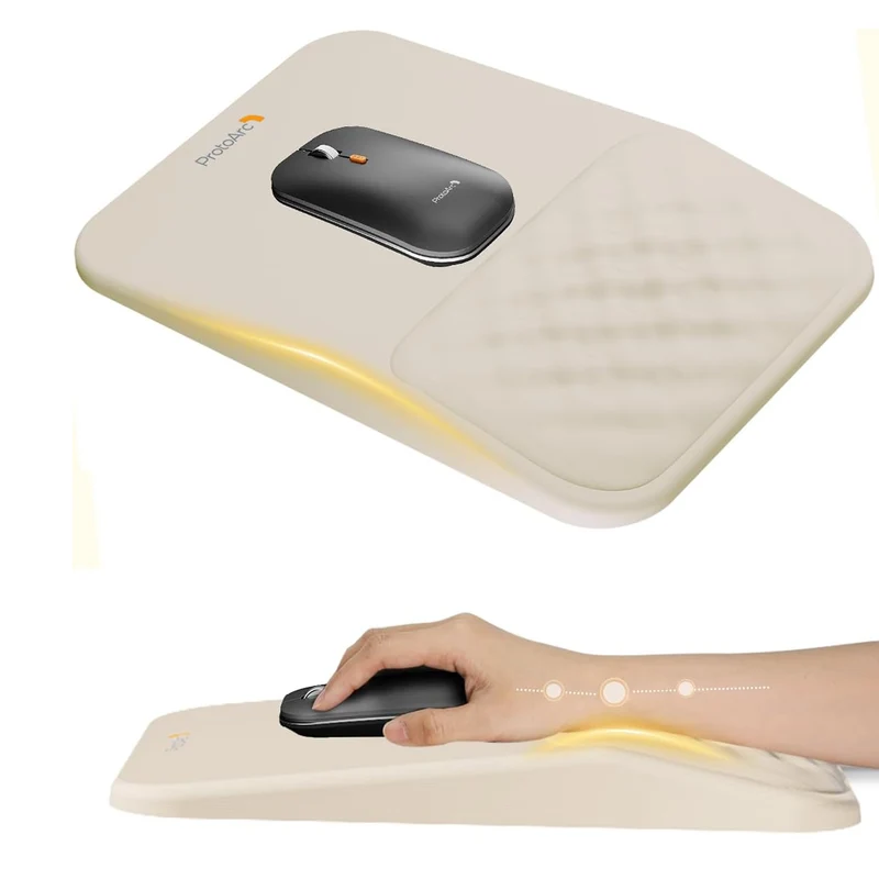 ProtoArc MP50 Ergonomic Mouse Pad with Wrist Rest (Lycra Black, Lycra Gray, Lycra Beige)