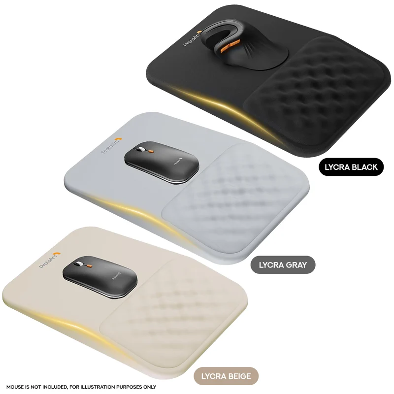 ProtoArc MP50 Ergonomic Mouse Pad with Wrist Rest (Lycra Black, Lycra Gray, Lycra Beige)