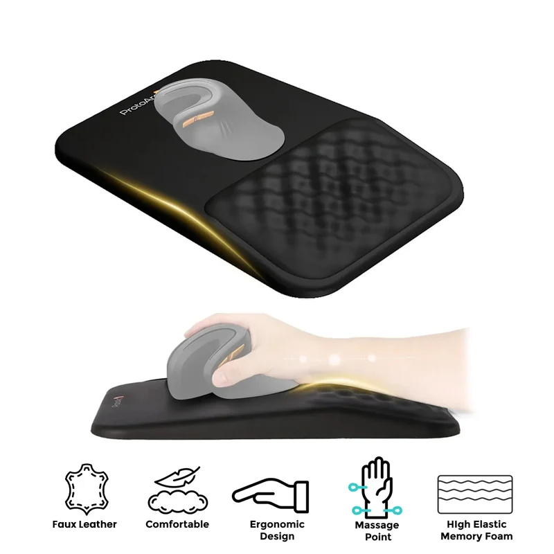 ProtoArc MP50 Ergonomic Mouse Pad with Wrist Rest (Black PU Leather) (CP016704)