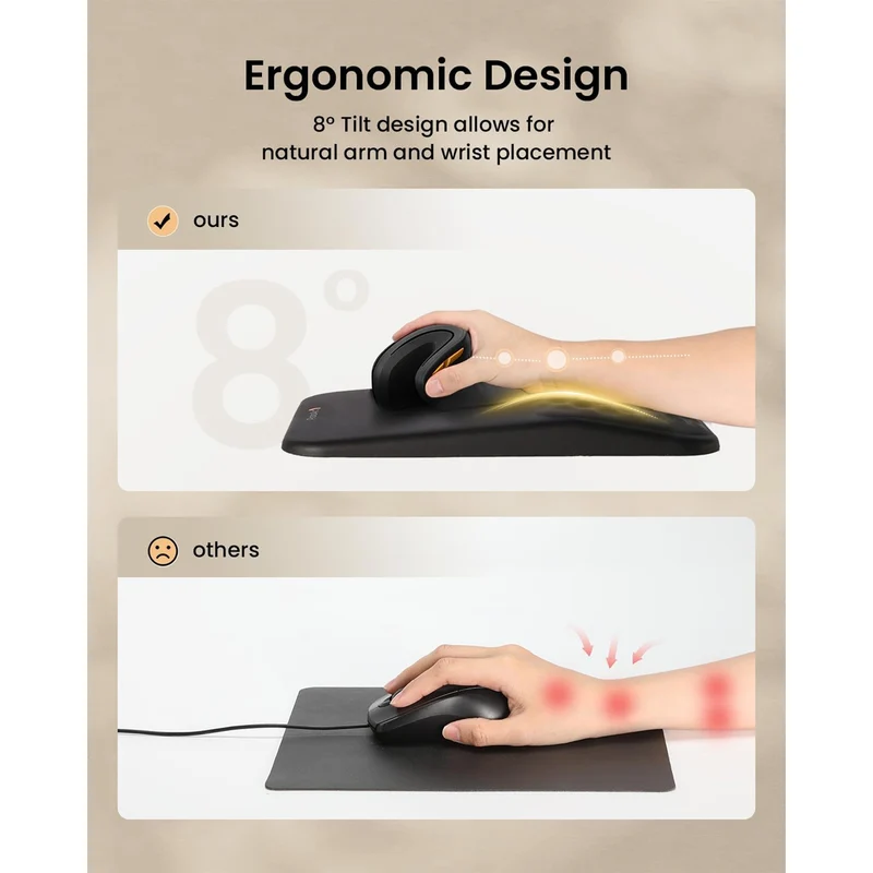 ProtoArc MP50 Ergonomic Mouse Pad with Wrist Rest (Black PU Leather) (CP016704)