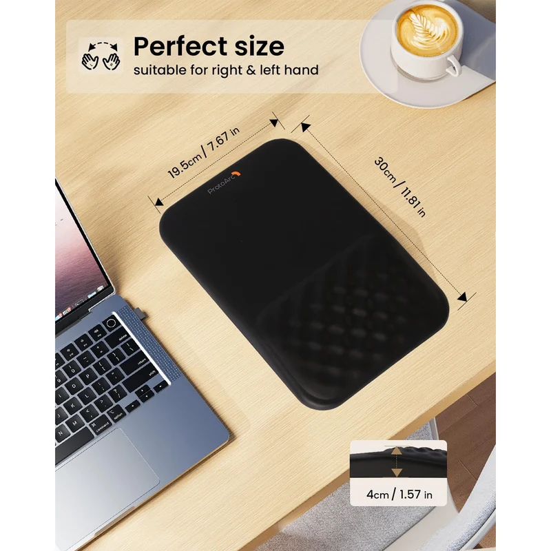 ProtoArc MP50 Ergonomic Mouse Pad with Wrist Rest (Black PU Leather) (CP016704)