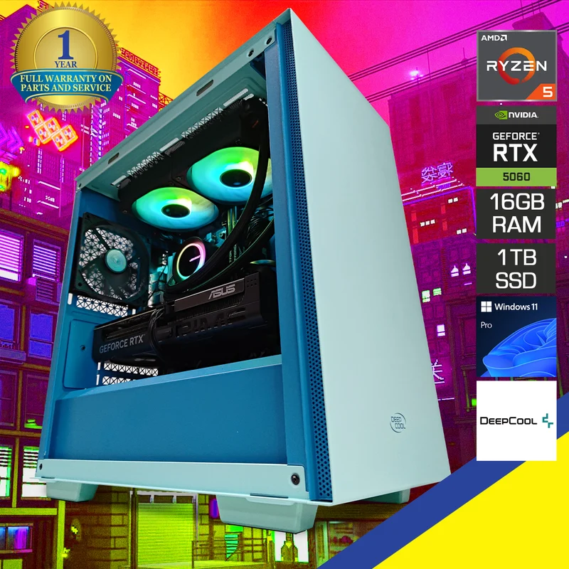 Aurora Macube Green Desktop Gaming PC | AMD Ryzen 5 9600X | 16 GB RAM | 1TB SSD | RTX 5060 TI | Windows 11 Pro