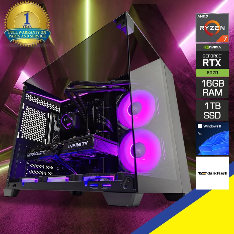 Aurora TH285M Black Desktop Gaming PC | AMD Ryzen 7 8700F | 16 GB RAM | 1 TB SSD | RTX 5070 | Windows 11 Pro