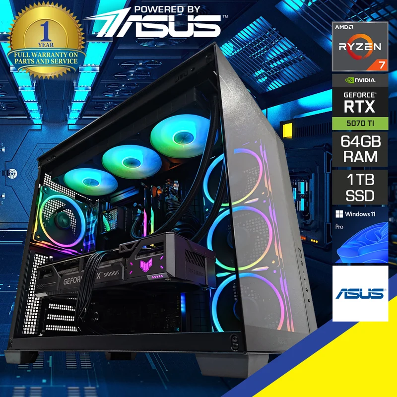 Ultra A32 Plus Black Desktop Gaming PC | AMD Ryzen7 9800X3D | 64 GB RAM | 1TB SSD | RTX 5070 TI | Windows 11 Pro