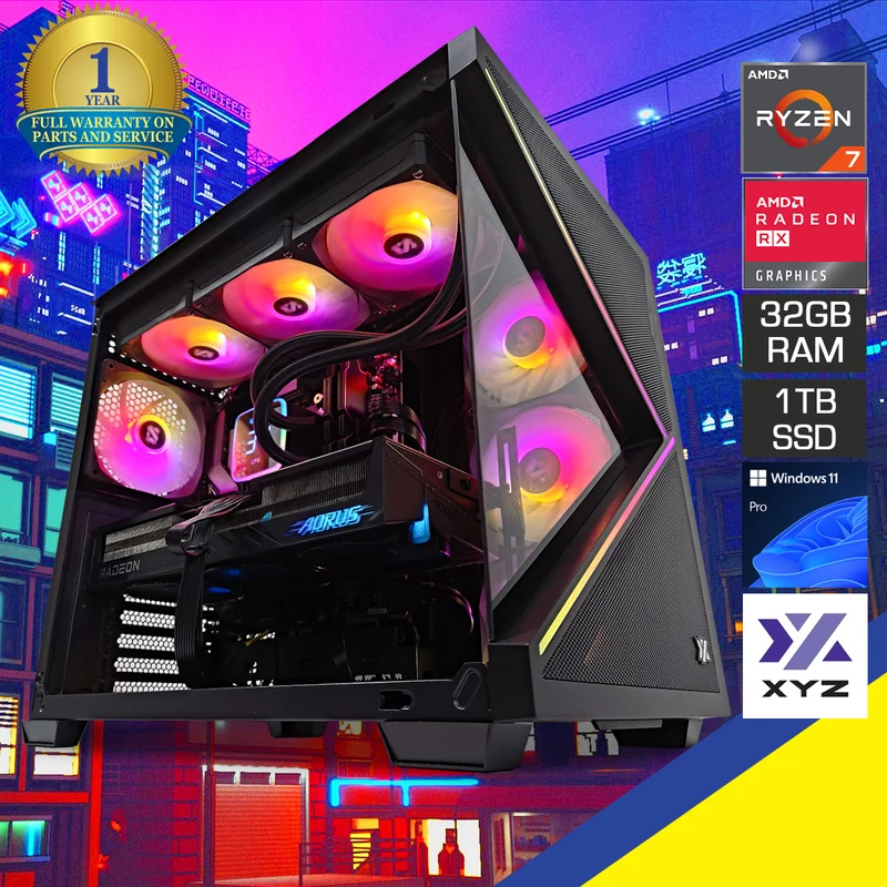 Optima Qubex Black Desktop Gaming PC | AMD Ryzen 7 7800X3D | 32 GB RAM | 1 TB SSD | RX 9070 XT | Windows 11 Pro