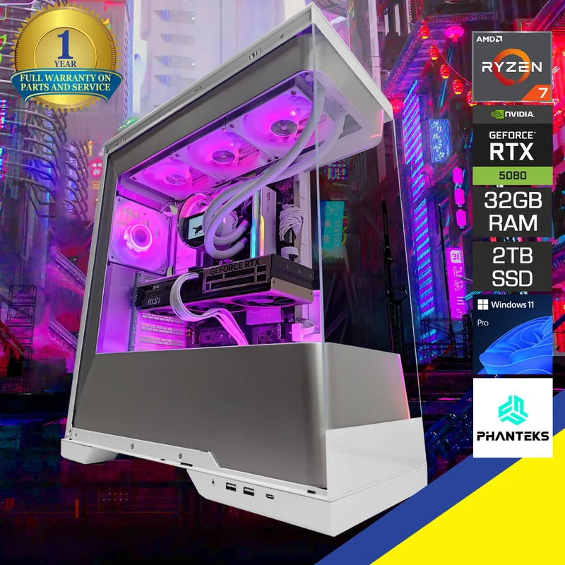 Ultra Evolv S2 White Desktop Gaming PC | AMD Ryzen 7 9800X3D | 32 GB RAM | 2 TB SSD | RTX 5080 OC | Windows 11 Pro