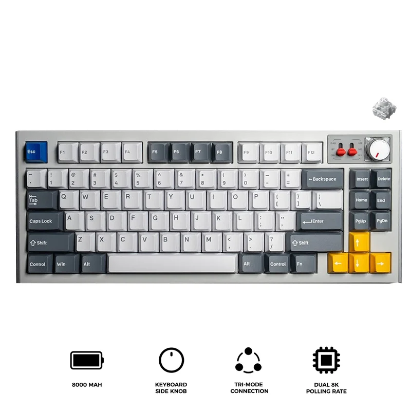 NuPhy WH80 83-Key Tri-Mode Magnetic Mechanical Gaming Keyboard (Nebula White) (Magnetic Jade Dragon Switch) + Cherry Keycaps (Dot Matrix/White)-94