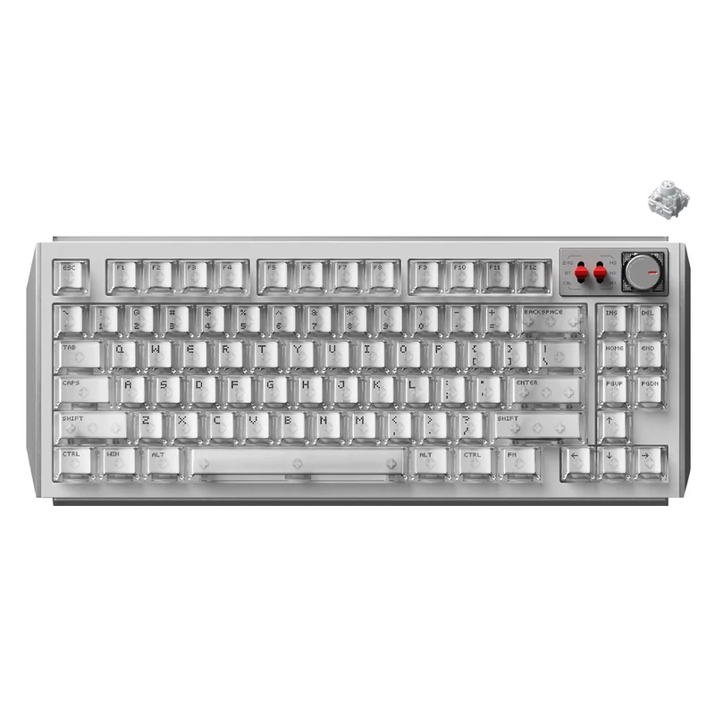 NuPhy WH80 83-Key Tri-Mode Magnetic Mechanical Gaming Keyboard (Nebula White) (Magnetic Jade Dragon Switch) + Cherry Keycaps (Dot Matrix/White)-94