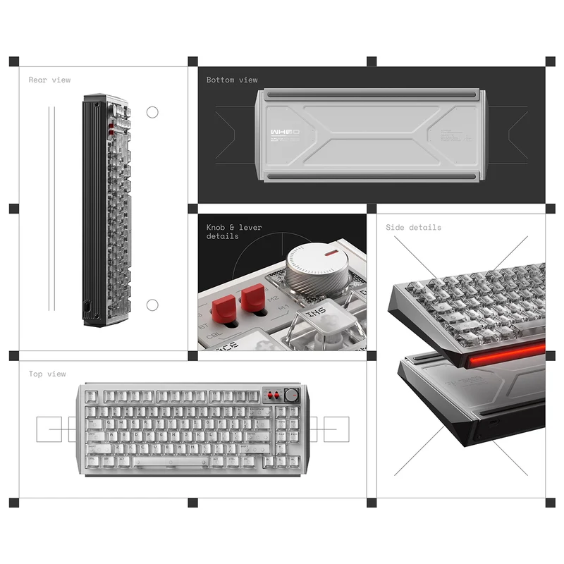 NuPhy WH80 83-Key Tri-Mode Magnetic Mechanical Gaming Keyboard (Nebula White) (Magnetic Jade Dragon Switch) + Cherry Keycaps (Dot Matrix/White)-94