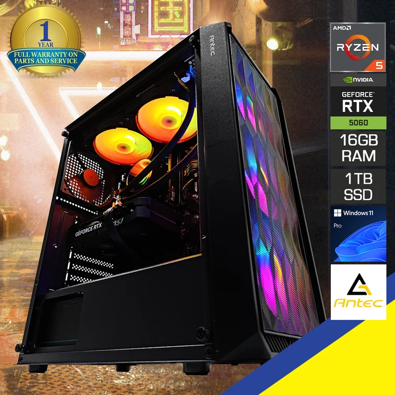 Sigma NX292 Black Desktop Gaming PC | AMD Ryzen 5 7400 | 16GB RAM | 1TB SSD | RTX 5060 | Windows 11 Pro
