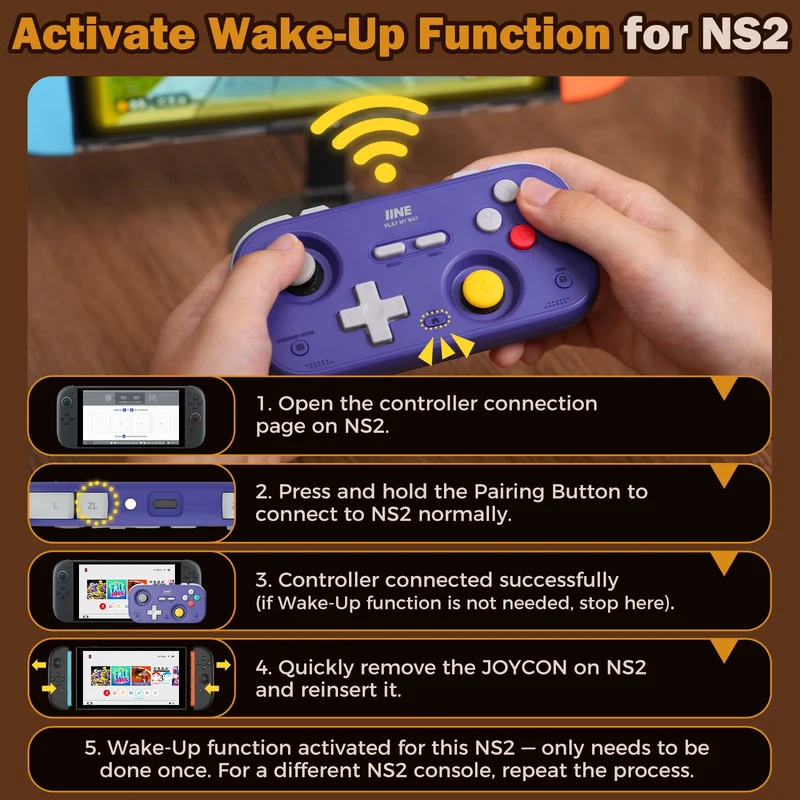 IINE Palm-Sized Retro Chronos Controller for Nintendo Switch (Grey, Purple) (L1194, L1195)