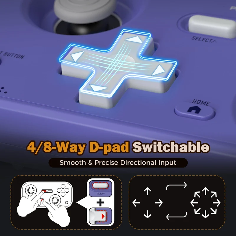 IINE Palm-Sized Retro Chronos Controller for Nintendo Switch (Grey, Purple) (L1194, L1195)