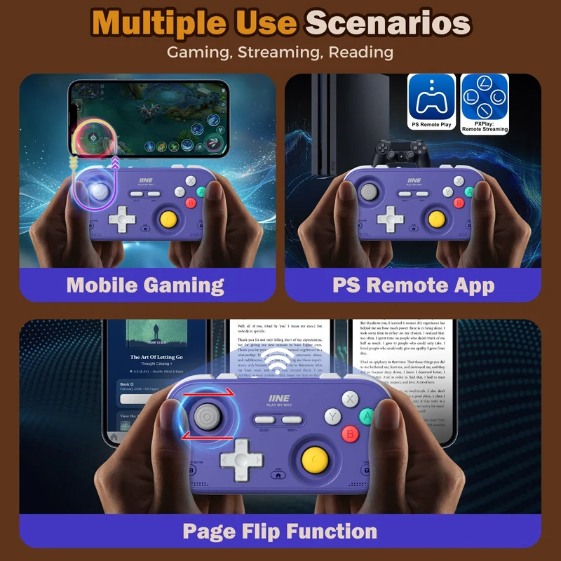IINE Palm-Sized Retro Chronos Controller for Nintendo Switch (Grey, Purple) (L1194, L1195)