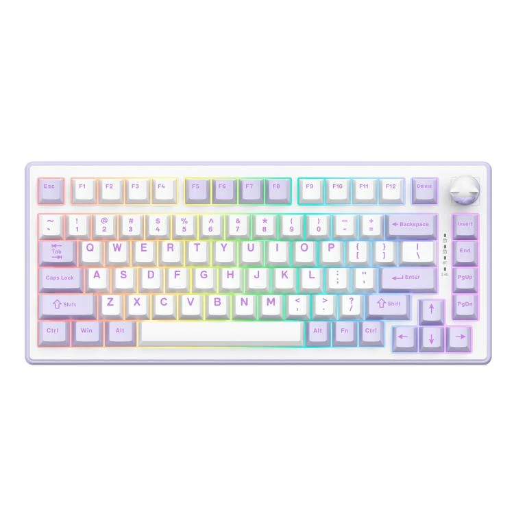 Onikuma MT707 Tri-Mode RGB 81 Keys Mechanical Keyboard with Creative Doll Knob (Purple)