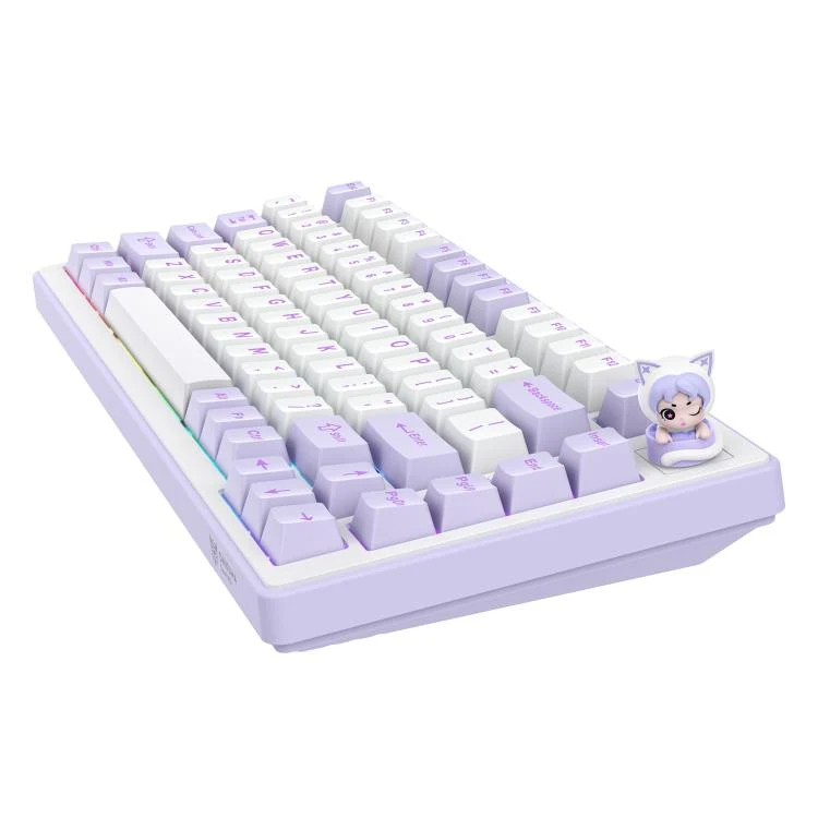 Onikuma MT707 Tri-Mode RGB 81 Keys Mechanical Keyboard with Creative Doll Knob (Purple)