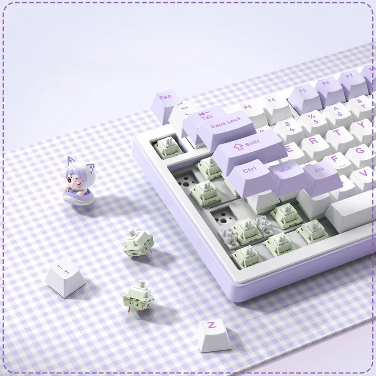 Onikuma MT707 Tri-Mode RGB 81 Keys Mechanical Keyboard with Creative Doll Knob (Purple)