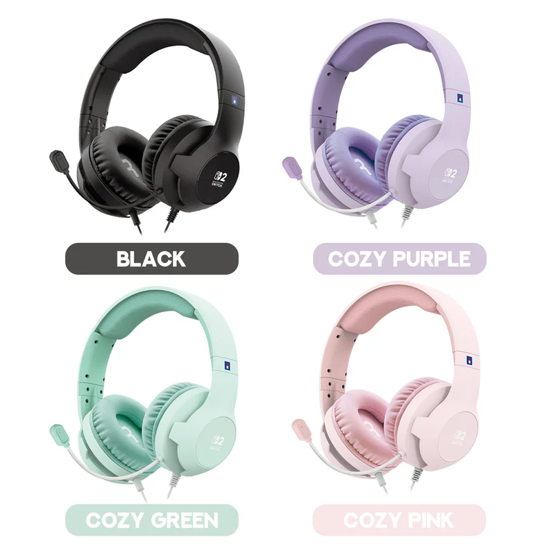 Hori Gaming Headset for Nintendo Switch 2 (Cozy Purple, Cozy Green, Cozy Pink, Black) (NSX-111A, NSX-112A, NSX-113A, NSX-145A)