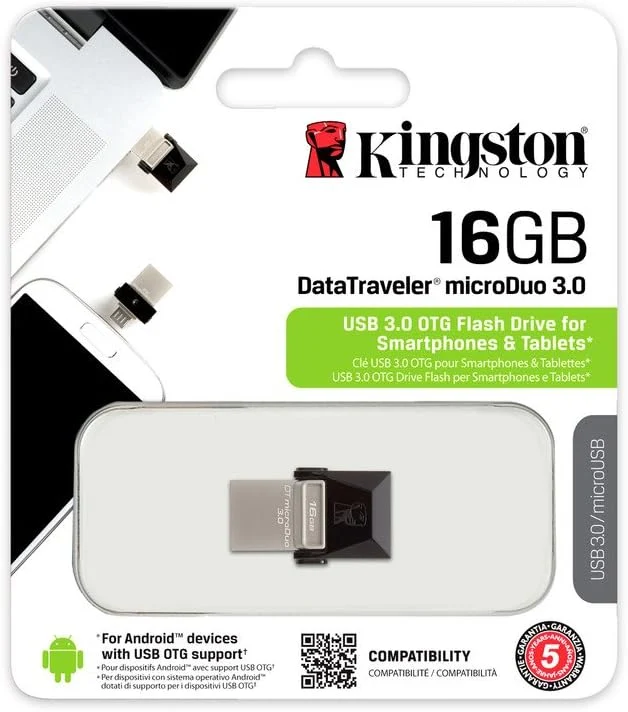 Kingston 16GB DT Microduo 3.0 OTG USB Flash Drive For Smartphones & Tablets