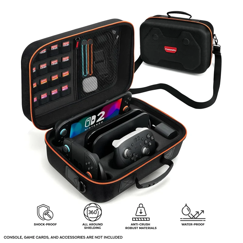 Transnovo All-in-One Travel Carrying Case for Nintendo Switch 2 (Black) (NS2-CC04)