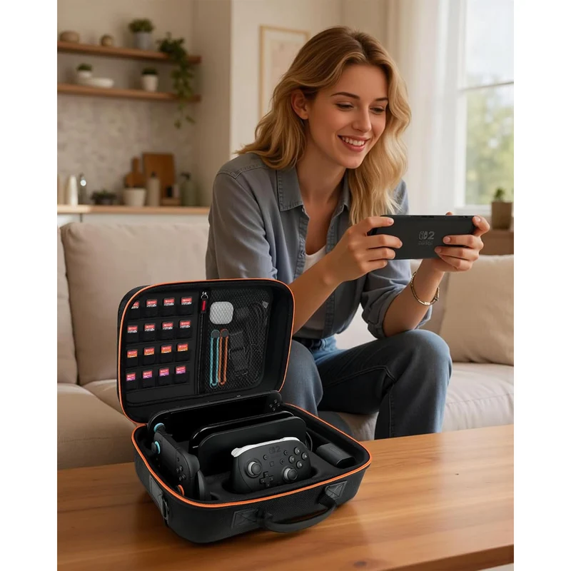 Transnovo All-in-One Travel Carrying Case for Nintendo Switch 2 (Black) (NS2-CC04)