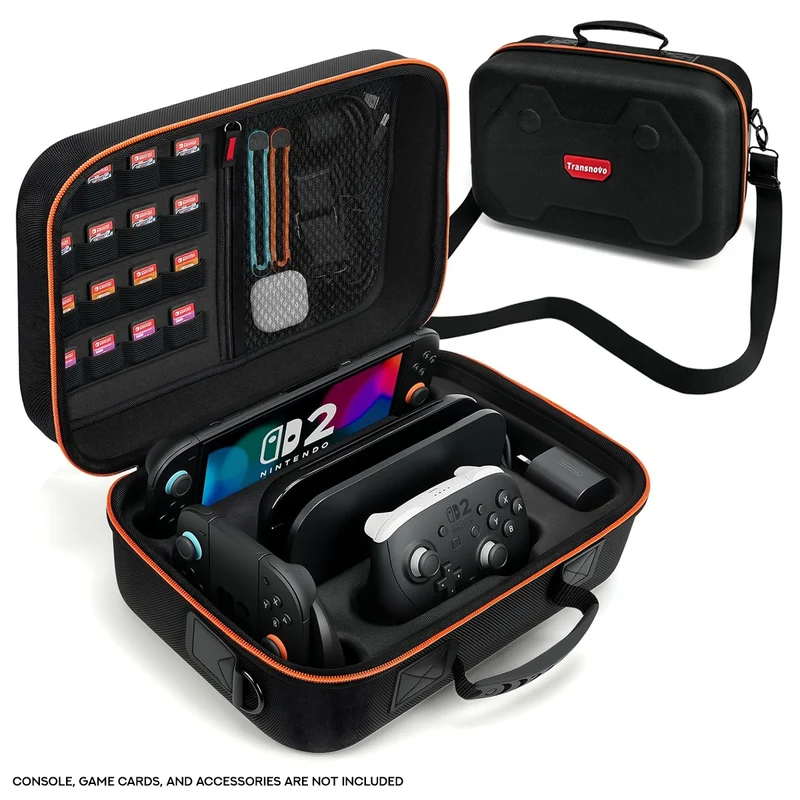 Transnovo All-in-One Travel Carrying Case for Nintendo Switch 2 (Black) (NS2-CC04)