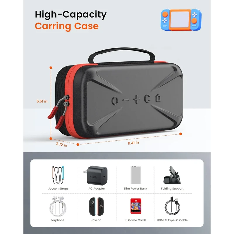 Transnovo PET Hard Shell Carrying Case for Nintendo Switch 2 (Black) (NS2-CC05)
