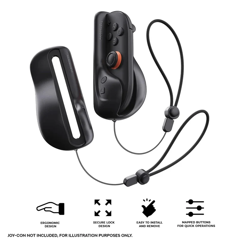 Transnovo Ergonomic Mouse Grip 2-Pack for Nintendo Switch 2 (Black) (NS2-GA06)