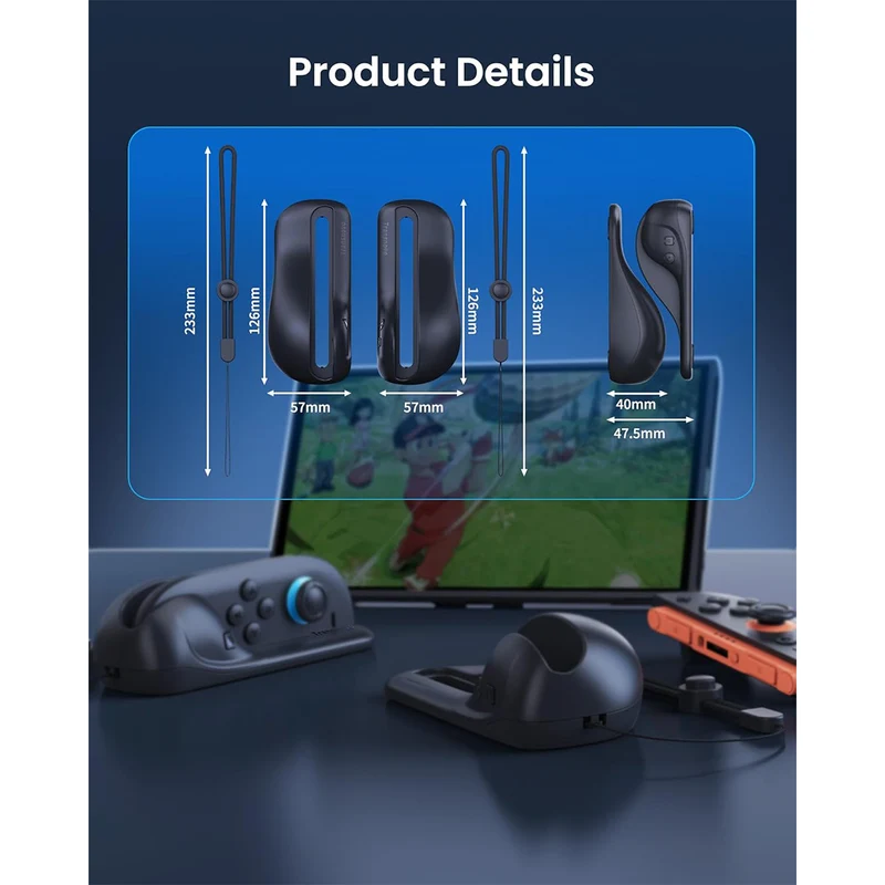 Transnovo Ergonomic Mouse Grip 2-Pack for Nintendo Switch 2 (Black) (NS2-GA06)