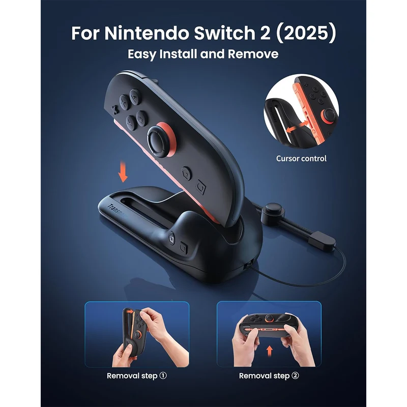 Transnovo Ergonomic Mouse Grip 2-Pack for Nintendo Switch 2 (Black) (NS2-GA06)