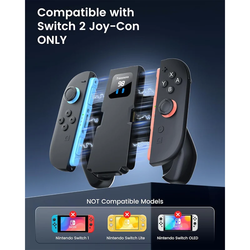 Transnovo 1400mAh Charging Grip for Nintendo Switch 2 (Black) (NS2-CG08)