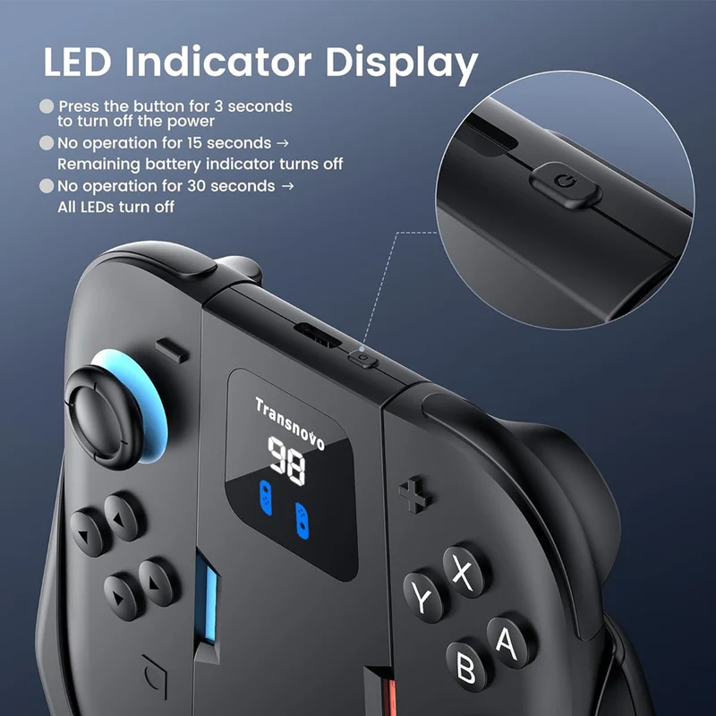 Transnovo 1400mAh Charging Grip for Nintendo Switch 2 (Black) (NS2-CG08)